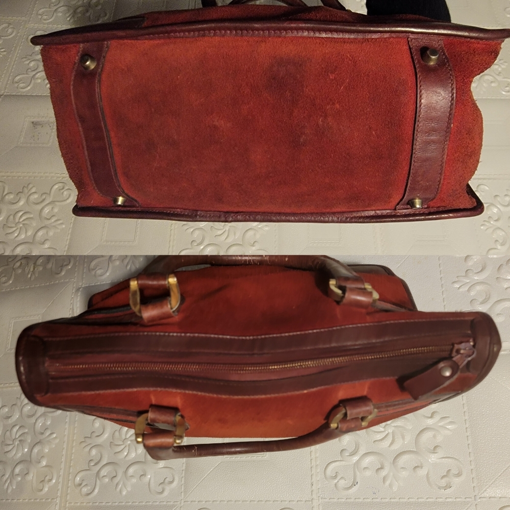 Gucci Burgundy Suede Leather Vintage Sherry Web Satchel Handbag Authentic - Picture 9 of 16